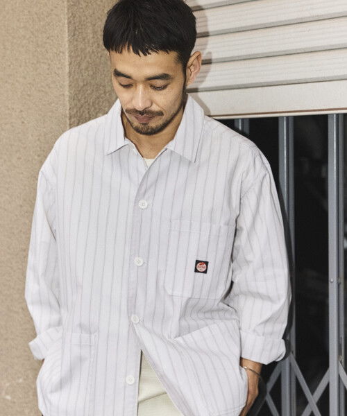 RED KAP（レッドキャップ）の「RED KAP/レッドキャップ 別注 ワーク ストライプ シャツカバーオール/シャツジャケット（シャツ/ブラウス・メンズ・グレー/サックスブルー/ブラック・MEDIUM/LARGE）」の2枚目の写真