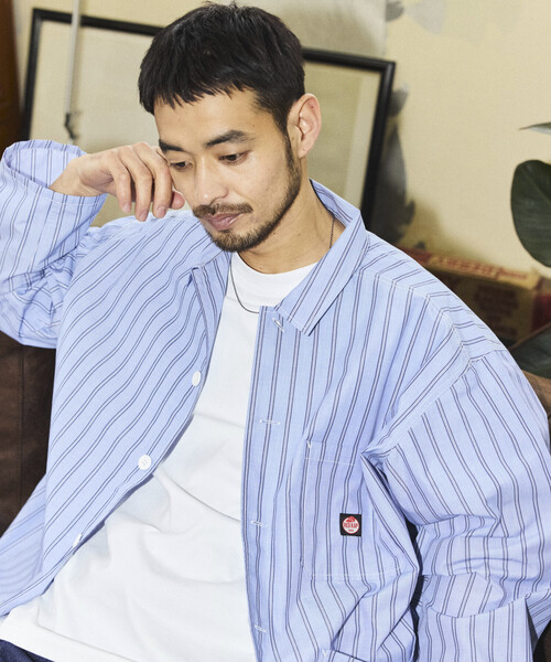 RED KAP（レッドキャップ）の「RED KAP/レッドキャップ 別注 ワーク ストライプ シャツカバーオール/シャツジャケット（シャツ/ブラウス・メンズ・グレー/サックスブルー/ブラック・MEDIUM/LARGE）」の3枚目の写真