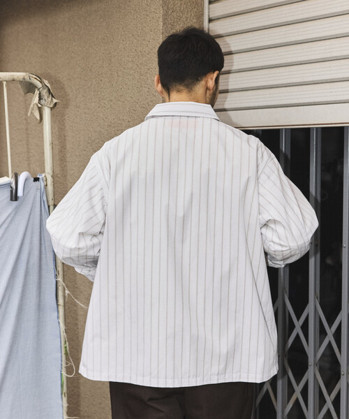 RED KAP（レッドキャップ）の「RED KAP/レッドキャップ 別注 ワーク ストライプ シャツカバーオール/シャツジャケット（シャツ/ブラウス・メンズ・グレー/サックスブルー/ブラック・MEDIUM/LARGE）」の4枚目の写真