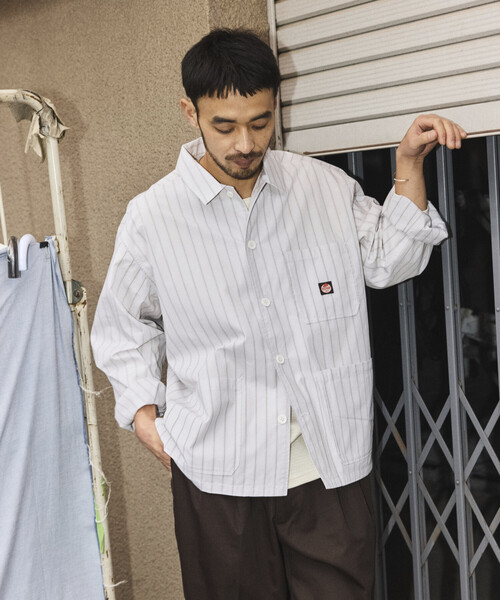 RED KAP（レッドキャップ）の「RED KAP/レッドキャップ 別注 ワーク ストライプ シャツカバーオール/シャツジャケット（シャツ/ブラウス・メンズ・グレー/サックスブルー/ブラック・MEDIUM/LARGE）」の5枚目の写真