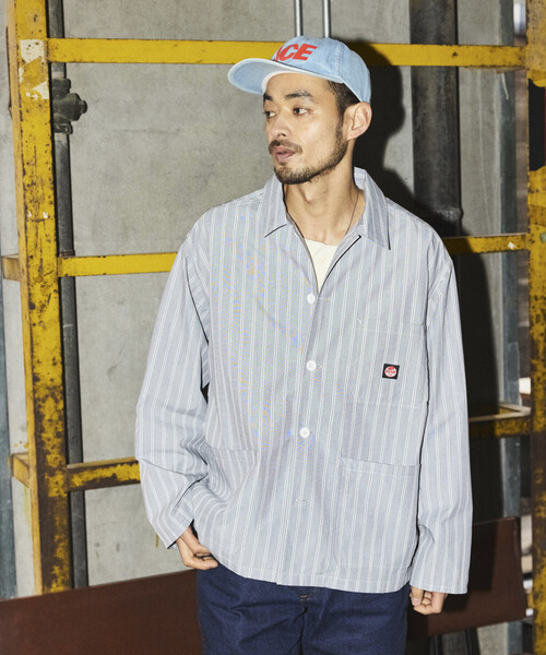 RED KAP（レッドキャップ）の「RED KAP/レッドキャップ 別注 ワーク ストライプ シャツカバーオール/シャツジャケット（シャツ/ブラウス・メンズ・グレー/サックスブルー/ブラック・MEDIUM/LARGE）」の6枚目の写真