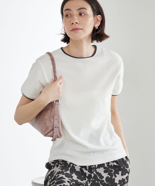 BEAUTY&YOUTH UNITED ARROWS(ビューティーアンドユースユナイテッドアローズ)の「シアー パイル リンガーTシャツ(Tシャツ/カットソー・レディース・ダークグレー/ライム/ブラウン/オフホワイト・FREE)」の2枚目の写真