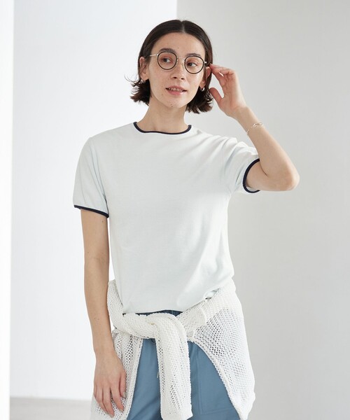 BEAUTY&YOUTH UNITED ARROWS(ビューティーアンドユースユナイテッドアローズ)の「シアー パイル リンガーTシャツ(Tシャツ/カットソー・レディース・ダークグレー/ライム/ブラウン/オフホワイト・FREE)」の5枚目の写真