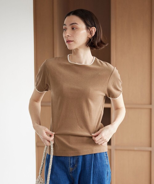 BEAUTY&YOUTH UNITED ARROWS(ビューティーアンドユースユナイテッドアローズ)の「シアー パイル リンガーTシャツ(Tシャツ/カットソー・レディース・ダークグレー/ライム/ブラウン/オフホワイト・FREE)」の9枚目の写真