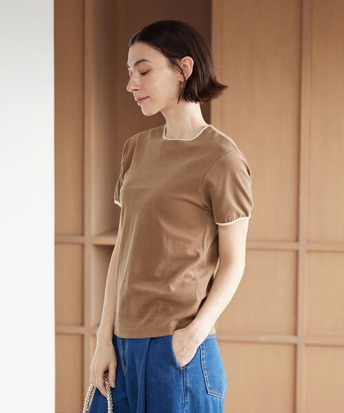 BEAUTY&YOUTH UNITED ARROWS(ビューティーアンドユースユナイテッドアローズ)の「シアー パイル リンガーTシャツ(Tシャツ/カットソー・レディース・ダークグレー/ライム/ブラウン/オフホワイト・FREE)」の10枚目の写真