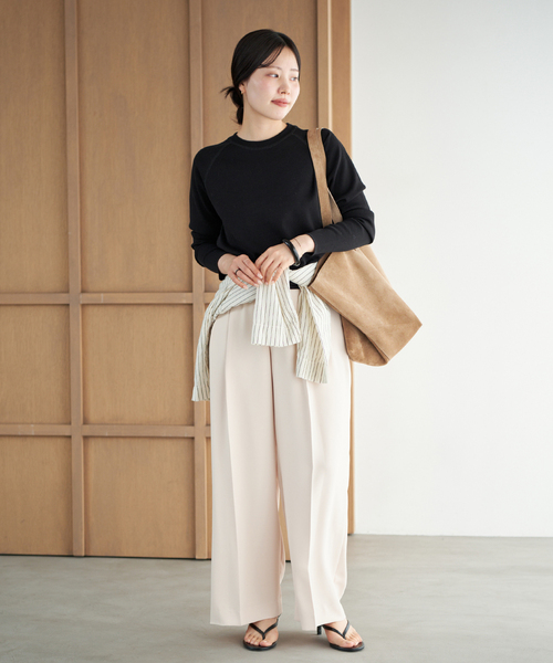 plage(プラージュ)の「《追加》premiumフライス long Tシャツ(Tシャツ/カットソー・レディース・ブラック/ホワイト・FREE)」の5枚目の写真