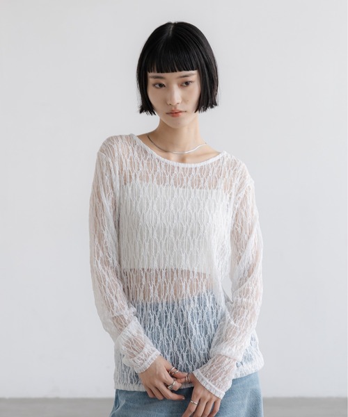 LOWRYS FARM(ローリーズファーム)の「ソウレースLS 669785(Tシャツ/カットソー・レディース・ホワイト/アイボリー/ブラック・FREE)」の14枚目の写真