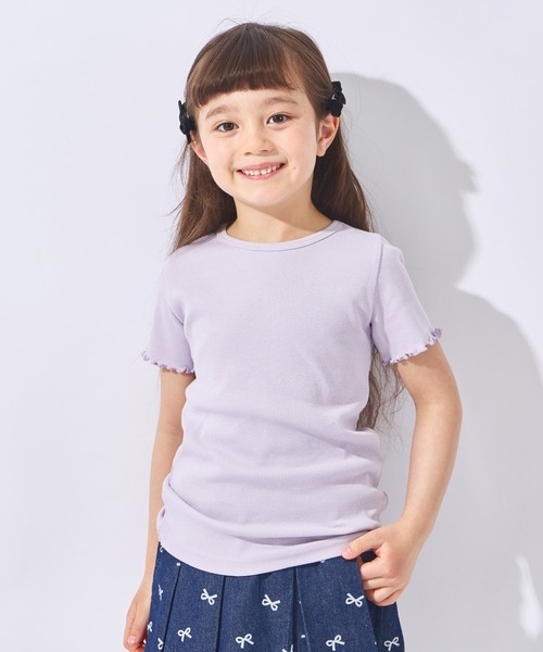 ever closet(エバークローゼット)の「ストレッチリブ半袖Tシャツ(Tシャツ/カットソー・キッズ・ラベンダー/ブラック/ホワイト×ブラック/オフホワイト・100cm/110cm/120cm/130cm/140cm/150cm/90cm/80cm)」の4枚目の写真