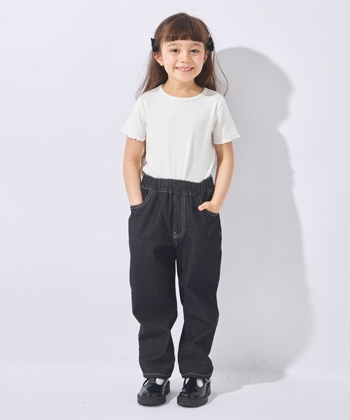 ever closet(エバークローゼット)の「ストレッチリブ半袖Tシャツ(Tシャツ/カットソー・キッズ・ラベンダー/ブラック/ホワイト×ブラック/オフホワイト・100cm/110cm/120cm/130cm/140cm/150cm/90cm/80cm)」の6枚目の写真