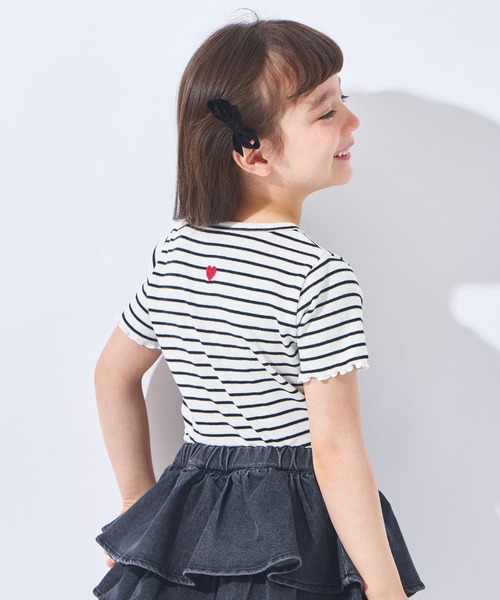 ever closet(エバークローゼット)の「ストレッチリブ半袖Tシャツ(Tシャツ/カットソー・キッズ・ラベンダー/ブラック/ホワイト×ブラック/オフホワイト・100cm/110cm/120cm/130cm/140cm/150cm/90cm/80cm)」の7枚目の写真