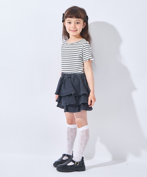 ever closet(エバークローゼット)の「ストレッチリブ半袖Tシャツ(Tシャツ/カットソー・キッズ・ラベンダー/ブラック/ホワイト×ブラック/オフホワイト・100cm/110cm/120cm/130cm/140cm/150cm/90cm/80cm)」の8枚目の写真
