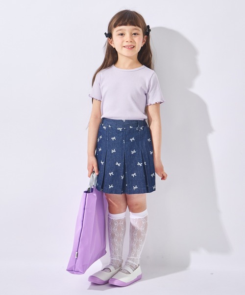 ever closet(エバークローゼット)の「ストレッチリブ半袖Tシャツ(Tシャツ/カットソー・キッズ・ラベンダー/ブラック/ホワイト×ブラック/オフホワイト・100cm/110cm/120cm/130cm/140cm/150cm/90cm/80cm)」の12枚目の写真