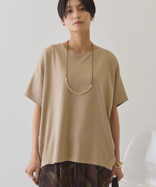 AMERICAN HOLIC(アメリカンホリック)の「【接触冷感+UVカット】半袖コクーンカットプルオーバー(Tシャツ/カットソー・レディース・ブラック/オフホワイト/イエロー/ネイビー/ブルーグリーン/グレイッシュベージュ/ピンク/モカ/ブルー/オレンジ/ブラウン/チャコールグレー・M/L)」の13枚目の写真