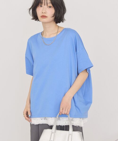 AMERICAN HOLIC(アメリカンホリック)の「【接触冷感+UVカット】半袖コクーンカットプルオーバー(Tシャツ/カットソー・レディース・ブラック/オフホワイト/イエロー/ネイビー/ブルーグリーン/グレイッシュベージュ/ピンク/モカ/ブルー/オレンジ/ブラウン/チャコールグレー・M/L)」の18枚目の写真