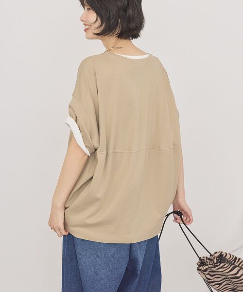 AMERICAN HOLIC(アメリカンホリック)の「【接触冷感+UVカット】半袖コクーンカットプルオーバー(Tシャツ/カットソー・レディース・ブラック/オフホワイト/イエロー/ネイビー/ブルーグリーン/グレイッシュベージュ/ピンク/モカ/ブルー/オレンジ/ブラウン/チャコールグレー・M/L)」の19枚目の写真