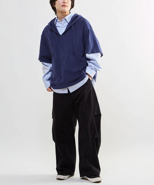 CONVERSE TOKYO（コンバーストウキョウ）の「PILE HOODIE TEE（Tシャツ/カットソー・レディース・ネイビー/グレー・SMALL/MEDIUM）」の12枚目の写真