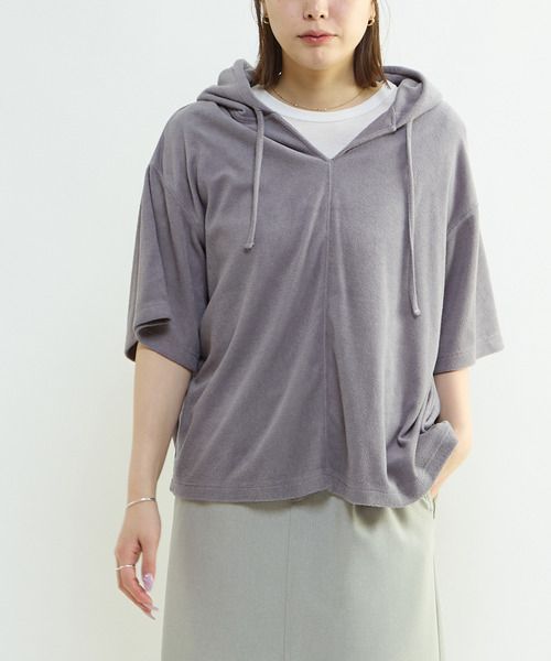CONVERSE TOKYO（コンバーストウキョウ）の「PILE HOODIE TEE（Tシャツ/カットソー・レディース・ネイビー/グレー・SMALL/MEDIUM）」の13枚目の写真