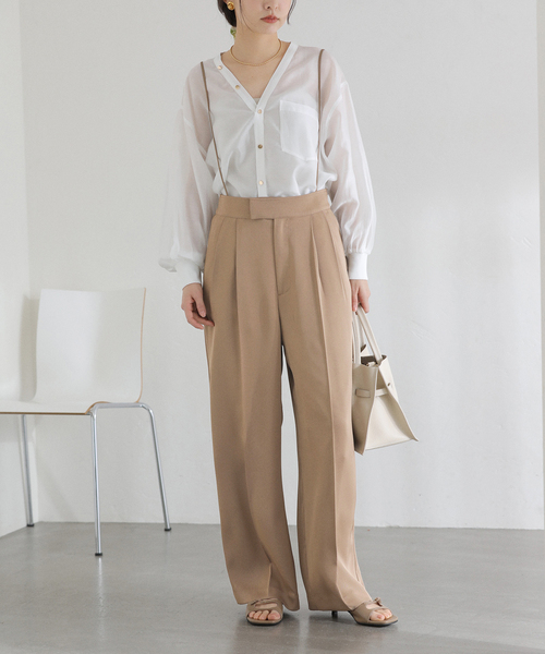 La TOTALITE（ラトータリテ）の「【洗える】2WAYリラクシーサスパンツ（スラックス・レディース・ブラック/ベージュ・38/36）」の2枚目の写真