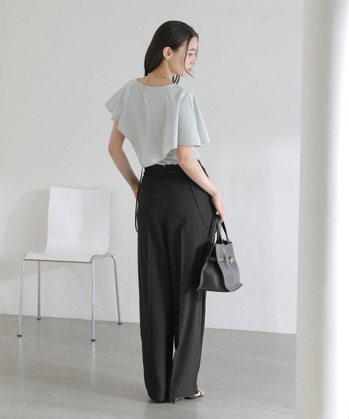 La TOTALITE（ラトータリテ）の「【洗える】2WAYリラクシーサスパンツ（スラックス・レディース・ブラック/ベージュ・38/36）」の5枚目の写真