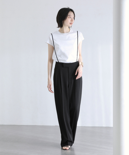 La TOTALITE（ラトータリテ）の「【洗える】2WAYリラクシーサスパンツ（スラックス・レディース・ブラック/ベージュ・38/36）」の8枚目の写真