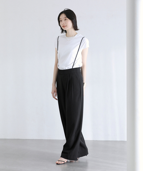 La TOTALITE（ラトータリテ）の「【洗える】2WAYリラクシーサスパンツ（スラックス・レディース・ブラック/ベージュ・38/36）」の9枚目の写真