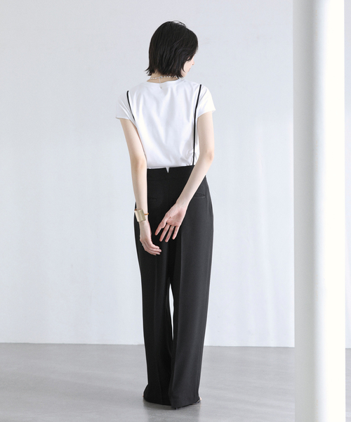 La TOTALITE（ラトータリテ）の「【洗える】2WAYリラクシーサスパンツ（スラックス・レディース・ブラック/ベージュ・38/36）」の10枚目の写真