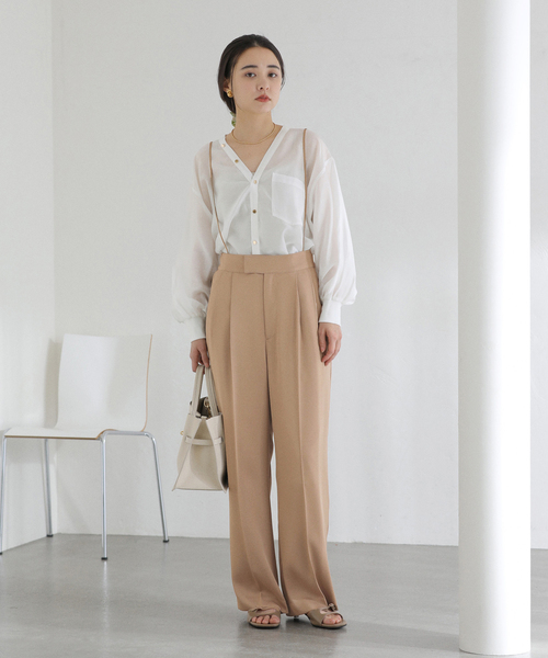 La TOTALITE（ラトータリテ）の「【洗える】2WAYリラクシーサスパンツ（スラックス・レディース・ブラック/ベージュ・38/36）」の11枚目の写真