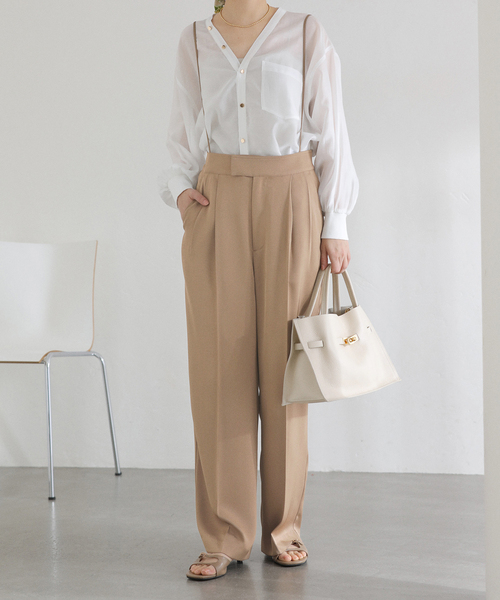 La TOTALITE（ラトータリテ）の「【洗える】2WAYリラクシーサスパンツ（スラックス・レディース・ブラック/ベージュ・38/36）」の14枚目の写真