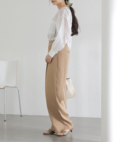 La TOTALITE（ラトータリテ）の「【洗える】2WAYリラクシーサスパンツ（スラックス・レディース・ブラック/ベージュ・38/36）」の15枚目の写真