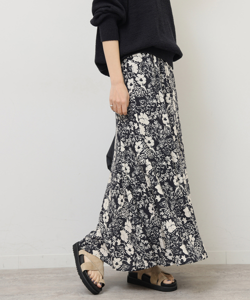 JOURNAL STANDARD relume(ジャーナルスタンダード レリューム)の「《WEB限定追加3》レトロフラワープリントマーメイドスカート(スカート・レディース・ブラック/グリーン・FREE)」の8枚目の写真