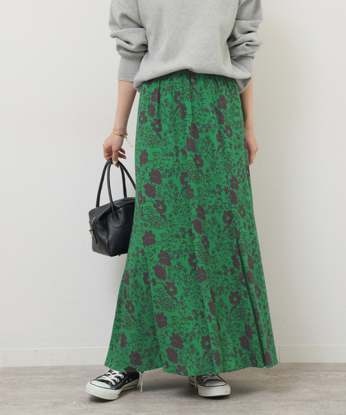 JOURNAL STANDARD relume(ジャーナルスタンダード レリューム)の「《WEB限定追加3》レトロフラワープリントマーメイドスカート(スカート・レディース・ブラック/グリーン・FREE)」の12枚目の写真