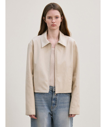 le（ル）の「faux leather minimal jacket (ecru)（ライダースジャケット）」