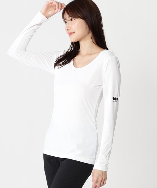 PEARLY GATES（パーリーゲイツ）の「【PG BODY】N/ベア天竺リップ長袖Uネックカットソー（Tシャツ/カットソー・レディース・ホワイト/ネイビー・SMALL/MEDIUM/LARGE）」の22枚目の写真