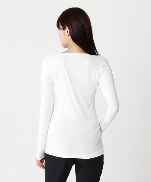 PEARLY GATES（パーリーゲイツ）の「【PG BODY】N/ベア天竺リップ長袖Uネックカットソー（Tシャツ/カットソー・レディース・ホワイト/ネイビー・SMALL/MEDIUM/LARGE）」の19枚目の写真