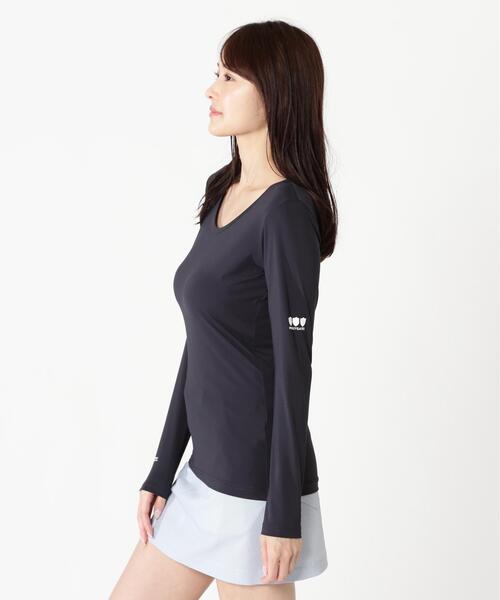 PEARLY GATES（パーリーゲイツ）の「【PG BODY】N/ベア天竺リップ長袖Uネックカットソー（Tシャツ/カットソー・レディース・ホワイト/ネイビー・SMALL/MEDIUM/LARGE）」の13枚目の写真