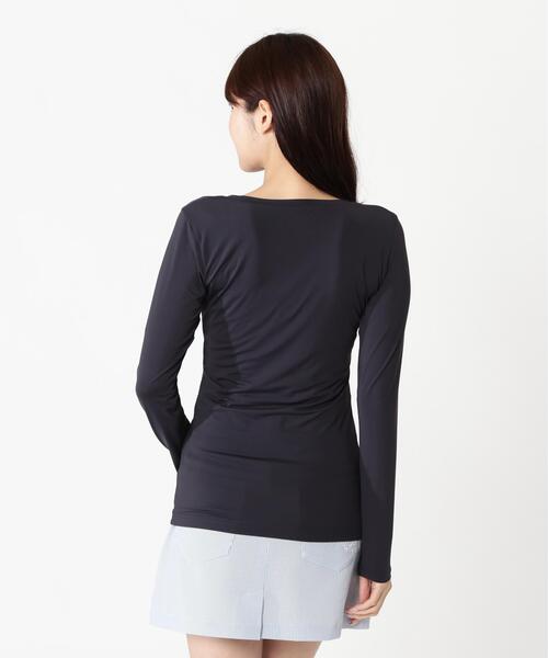 PEARLY GATES（パーリーゲイツ）の「【PG BODY】N/ベア天竺リップ長袖Uネックカットソー（Tシャツ/カットソー・レディース・ホワイト/ネイビー・SMALL/MEDIUM/LARGE）」の12枚目の写真