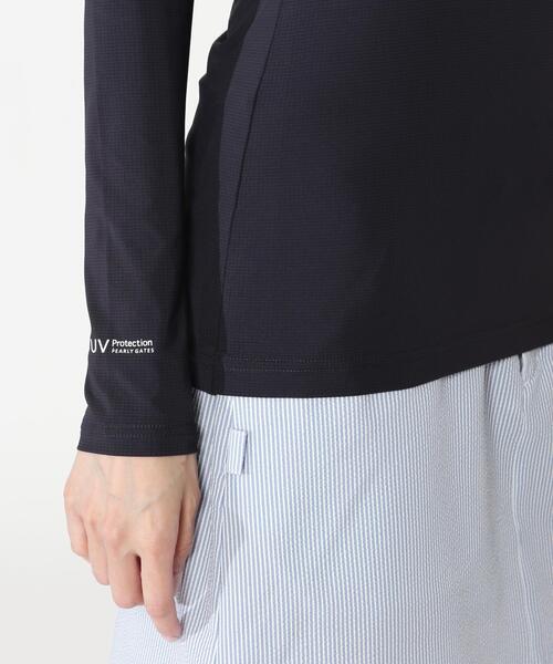 PEARLY GATES（パーリーゲイツ）の「【PG BODY】N/ベア天竺リップ長袖Uネックカットソー（Tシャツ/カットソー・レディース・ホワイト/ネイビー・SMALL/MEDIUM/LARGE）」の5枚目の写真