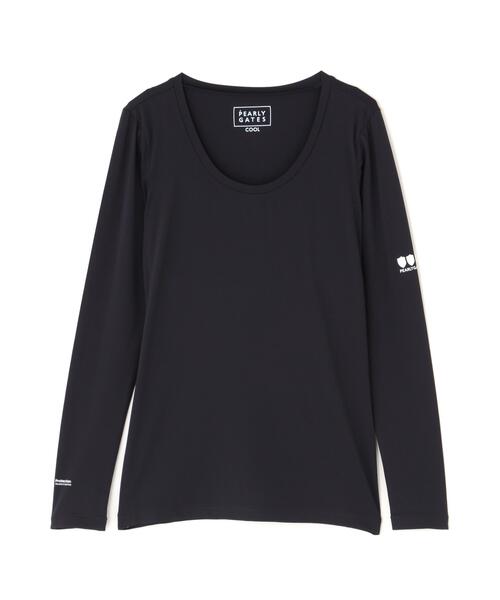 PEARLY GATES（パーリーゲイツ）の「【PG BODY】N/ベア天竺リップ長袖Uネックカットソー（Tシャツ/カットソー・レディース・ホワイト/ネイビー・SMALL/MEDIUM/LARGE）」の6枚目の写真