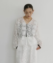 hellam（へラム）の「クロシェレース配色カーディガン（カーディガン/ボレロ）」