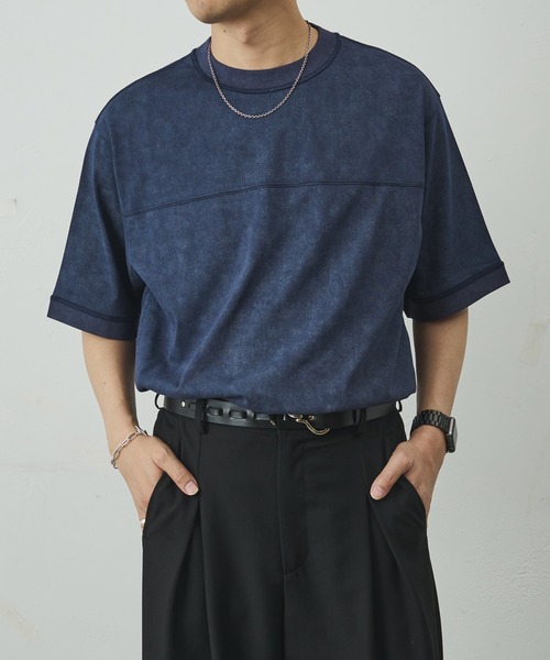 COLONY 2139(コロニートゥーワンスリーナイン)の「ムラ染め天竺半袖TEE(Tシャツ/カットソー・メンズ・ブラック/ホワイト/ネイビー/グレー・LARGE/MEDIUM)」の20枚目の写真