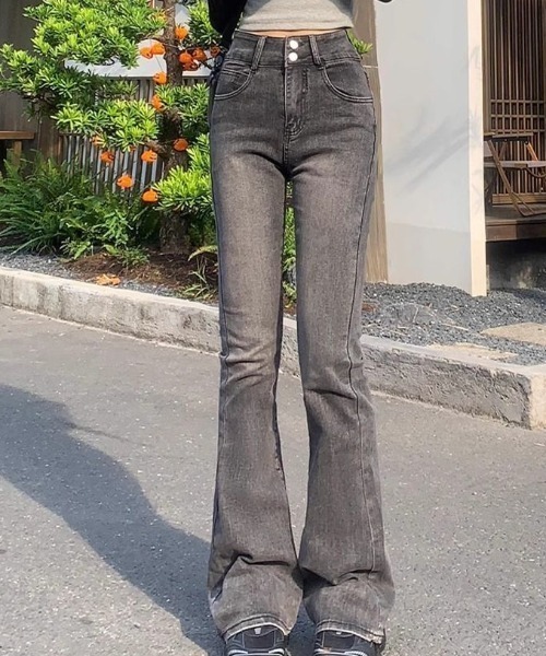 Teem Store(チームストア)の「ストレッチダブルボタンフレアデニムパンツ(デニムパンツ・レディース・ブルー/チャコール/サックスブルー/ブラック・M/S)」の20枚目の写真