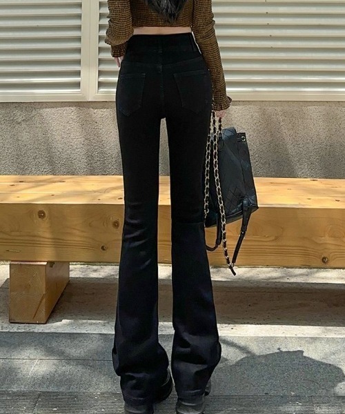 Teem Store(チームストア)の「ストレッチダブルボタンフレアデニムパンツ(デニムパンツ・レディース・ブルー/チャコール/サックスブルー/ブラック・M/S)」の18枚目の写真