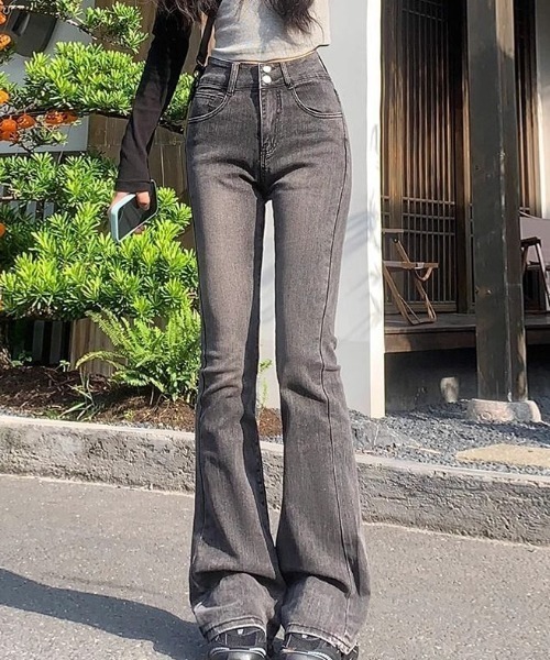 Teem Store(チームストア)の「ストレッチダブルボタンフレアデニムパンツ(デニムパンツ・レディース・ブルー/チャコール/サックスブルー/ブラック・M/S)」の21枚目の写真