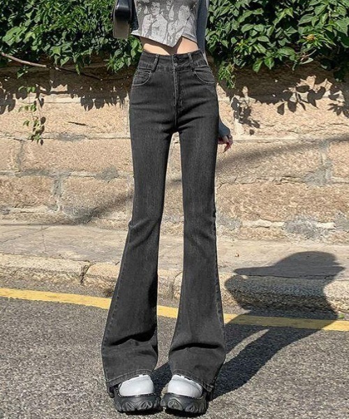 Teem Store(チームストア)の「ストレッチダブルボタンフレアデニムパンツ(デニムパンツ・レディース・ブルー/チャコール/サックスブルー/ブラック・M/S)」の9枚目の写真
