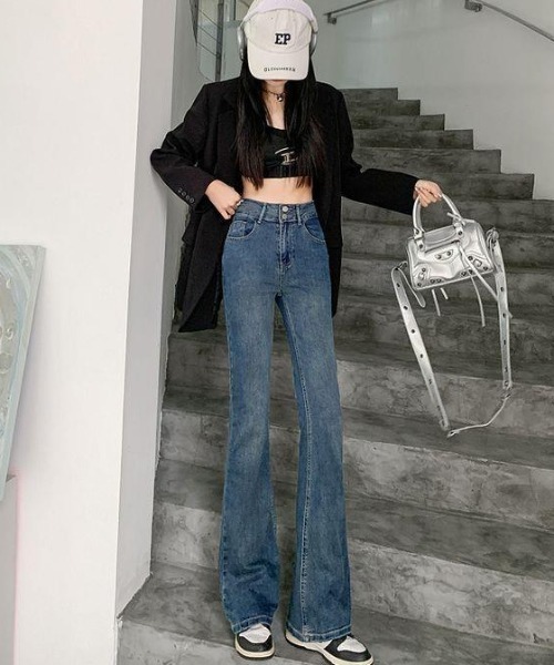 Teem Store(チームストア)の「ストレッチダブルボタンフレアデニムパンツ(デニムパンツ・レディース・ブルー/チャコール/サックスブルー/ブラック・M/S)」の15枚目の写真