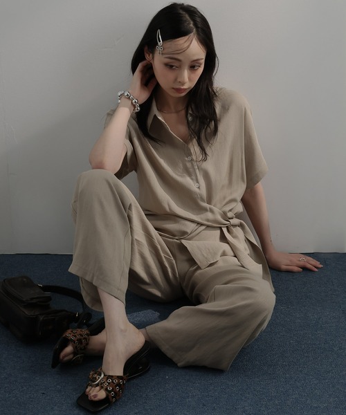 Ulysses(ユリシス)の「【セットアップ】半袖シャツ×ワイドパンツ(セットアップ・レディース・ベージュ/グレー・F)」の18枚目の写真