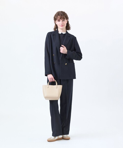 MACKINTOSH PHILOSOPHY（ﾏｯｷﾝﾄｯｼｭ ﾌｨﾛｿﾌｨｰ）の「【Alby Easy Pants Wide(アルビーイージーパンツワイド)】Leno Cloth製（その他パンツ・レディース・ベージュ系その他4/ダークネイビー・38/36）」の3枚目の写真