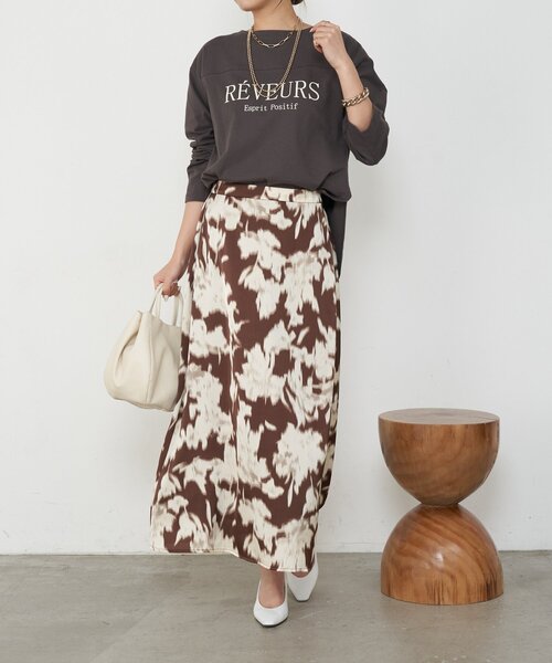 Jena espace merveilleux(ジェナ エスパスメルヴェイユ)の「ニュアンス花柄スカート(スカート・レディース・ブラック/ブラウン・FREE)」の19枚目の写真