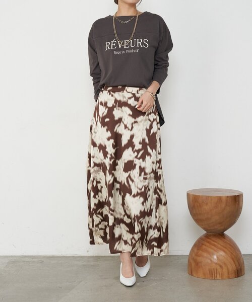 Jena espace merveilleux(ジェナ エスパスメルヴェイユ)の「ニュアンス花柄スカート(スカート・レディース・ブラック/ブラウン・FREE)」の21枚目の写真