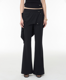 Wrap Skirt Leggings Pants - Black